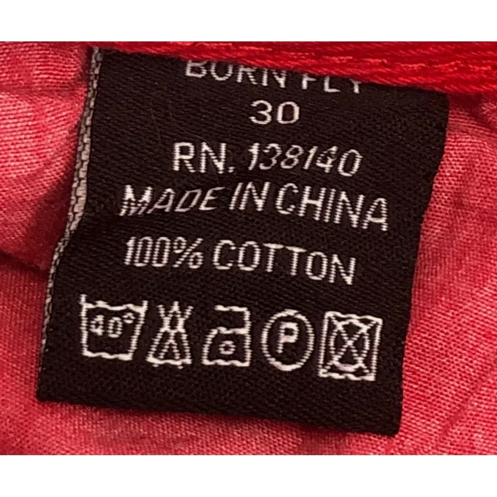 Born Fly Mens Red Denim Straight Leg Paneled Urban Streetwear Jeans Size 30x27